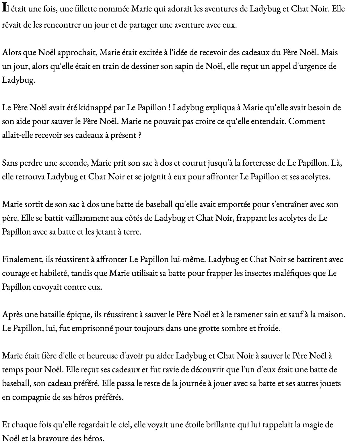 Une autre histoire rédigée par une IA