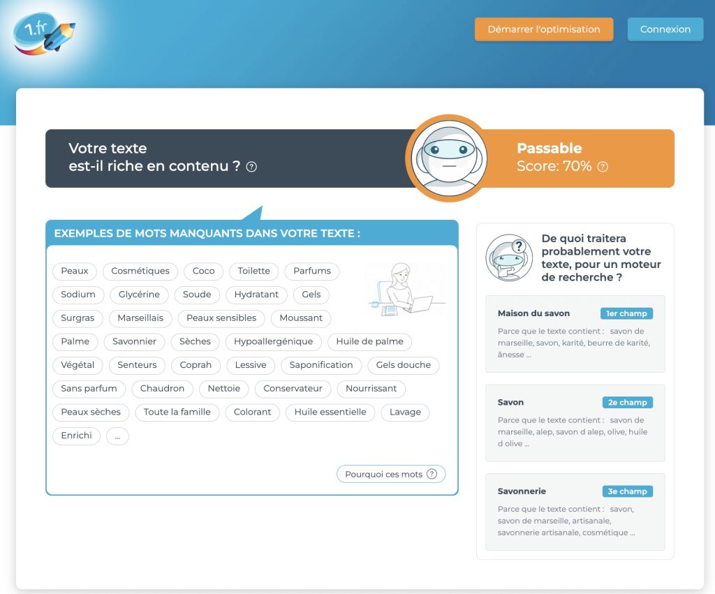 Améliorer une page web avec 1.fr