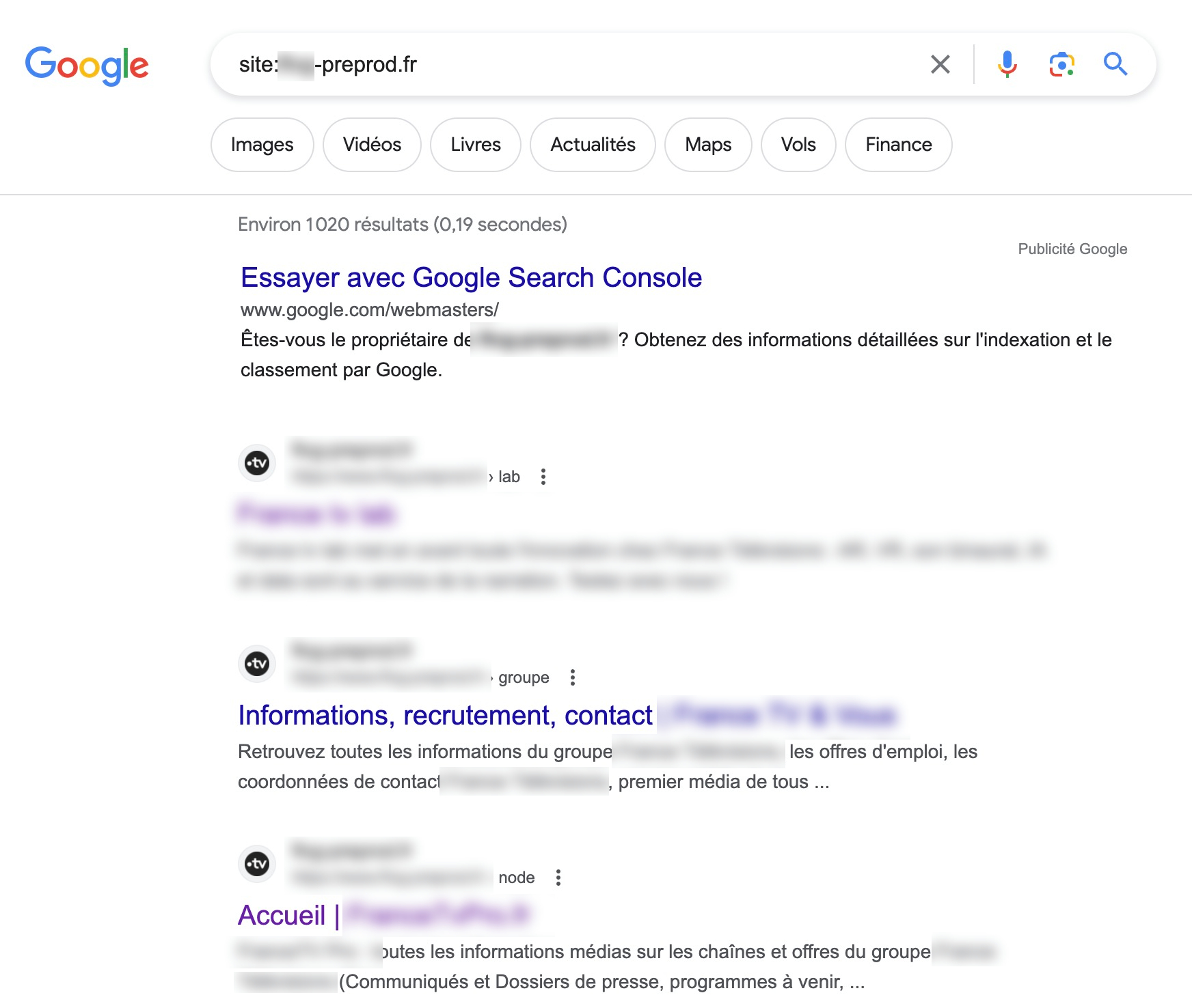 Exemple d'un site en préproduction